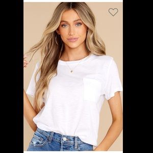 Jolie NWT “Start Somewhere White Pocket Tee”